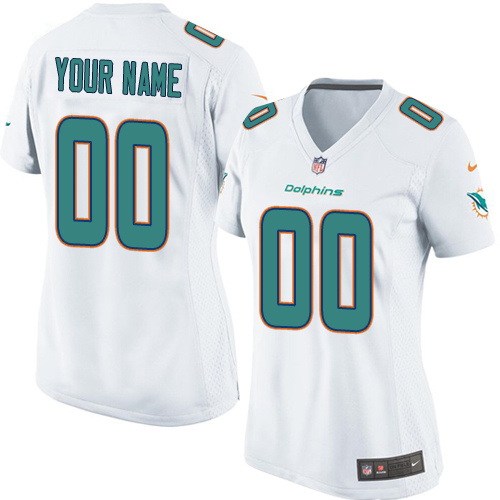 Women's Elite Nike Jersey White Road - Customized NFL Miami Dolphins